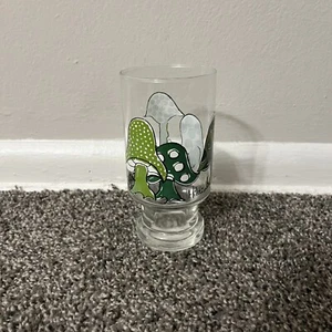 Vintage Hildi Trinkglas 70er Jahre grün fröhliche Pilze selten Anchor Hocking - Bild 1 von 9