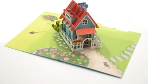 Familienhaus 3D Pop-Up Karte, Housewarming, Jubiläum Grußkarte - Bild 1 von 6