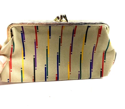 Trina striped change coin Purse bag three kiss clasp vtg Trina Fall River, Mass - Image 1 of 4