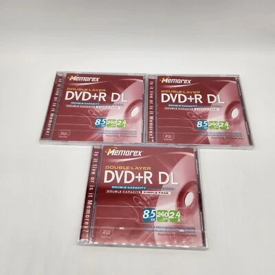 Memorex 2.4x 8.5 GB camada dupla DVD+R DL lote lacrado de 3  - Imagem 1 de 4