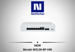 NEW Cisco Meraki MS130-8P-HW 8Port Cloud Managed Switch -Same Day Shipping - Picture 1 of 4