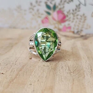 Charming Green Amethyst Gemstone 925 Sterling Silver Handmade Ring All Size S-41 - Picture 1 of 7