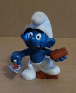 SCHLÜMPFE CARTOON Vintage PVC 2" Figur SCHLUMPF Ziegelschicht #20148 PEYO SCHLEICH 1981 - Bild 1 von 5