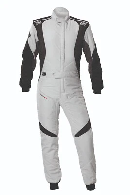 TUTA IGNIFUGA GRIGIO NERO OMP RACING FIRST EVO IA0-1874 OMOL FIA 8856-2018 - Immagine 1 di 4