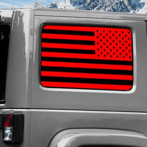 Rear Window Wrap Graphic Decal for Jeep Wrangler 2011-2020 USA FLAG RED - Picture 1 of 1