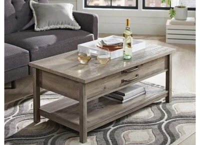 Журнальный столик с подъемной крышкой, деревенская серая отделка - Изображение 1 из 4