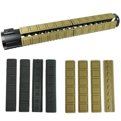 4PCS Hunting 6.25" KeyMod Rail Cover Anti Slip Soft Rubber Mount Tan/Black - Image 1 of 4