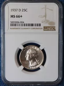 1937 D ** Washington Quarter ** NGC MS66 + ** Rare Find in 66+ - Picture 1 of 4