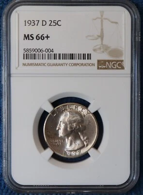 1937 D ** Washington Quarter ** NGC MS66 + ** Rare Find in 66+ - Image 1 of 4