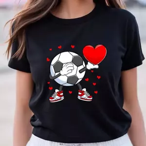Valentine T Shirt Dabbing Soccer Heart Valentine's Day Football Player Gift - Picture 1 of 4