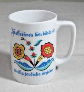 SWEDISH FLOWER & SAYING 'COFFEE IS BEST...' BERGGREN COFFEE CUP - Picture 1 of 6