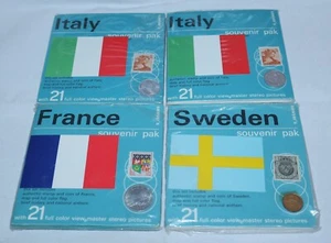 View-Master SOUVENIR PAK | *Vintage* x4 Münz-/Briefmarkenrollen Schweden Italien Frankreich - Bild 1 von 9