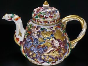 Antique Hand Painted Capodimonte Porcelain Tea / Coffee Pot