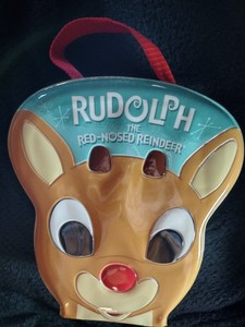 Rudolph the Red Nosed Reindeer Soft Plastic Case With 3 Ornaments Carlton Cards