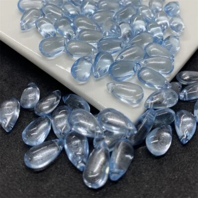100x Vintage Lampwork Glass Teardrop Charm Crystal Pendants 14x8mm DIY Earrings - Image 1 of 4