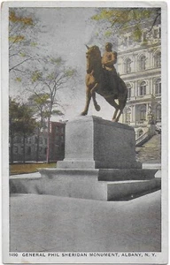 Cartolina NY Albany New York c1922 Union Army General Phil Sheridan Monumento —C32 - Foto 1 di 2