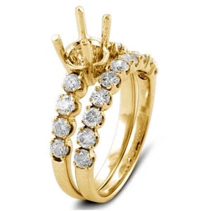 1,10 ct runder Diamant Hochzeit Verlobung Braut Fassung 14k Gold Gelb F VS1 - Bild 1 von 2