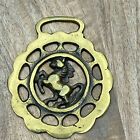 Vintage Horse Harness Brass Medallion Bridle Ornament Rearing Pony