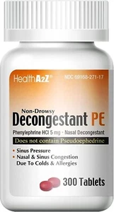 300 Ct. Decongestant PE Phenylephrine HCl Non-Drowsy Nasal & Sinus Congestion - Picture 1 of 6