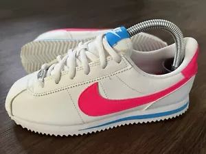 Nike Cortez Womens Leather Gym Running Trainers, White/Pink - Size 5.5 - Picture 1 of 13