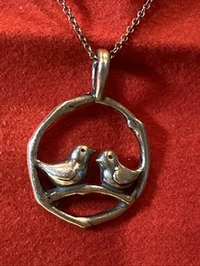 James Avery .925 Sterling Silver Love Birds Pendant + 16” Chain Necklace Rare - Picture 1 of 15
