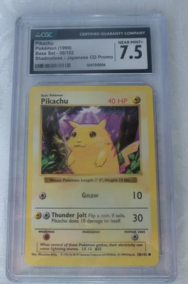 Pikachu 058/102 Base Set (Shadowless) Regular Japanese CD Promo Grade 7.5 - Image 1 of 3