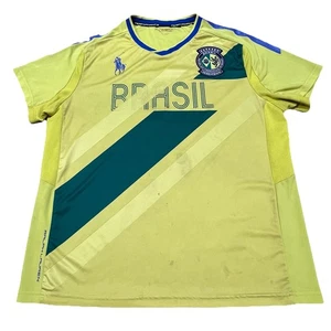 Polo Sport Ralph Lauren Performance Shirt Brasil Soccer Yellow Graphic Distress - Picture 1 of 9