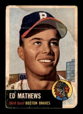 1953 Topps #37 Eddie Mathews DP FAIR X3233936 - Imagem 1 de 2
