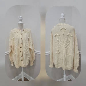 Vintage Kilkenny Hand Knit Fisherman's Sweater Woman's Cardigan Made in Ireland  - Bild 1 von 14