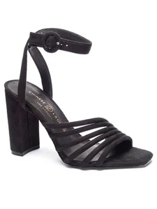 CHINESE LAUNDRY Womens Black Strappy Jonah Square Toe Block Heel Sandals 8 - Picture 1 of 9