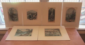 HARRY FENN RARA INCISIONE ARTE COLORATA A MANO 1800 LOTTO DI SEI TUTTE CON COA - Foto 1 di 15