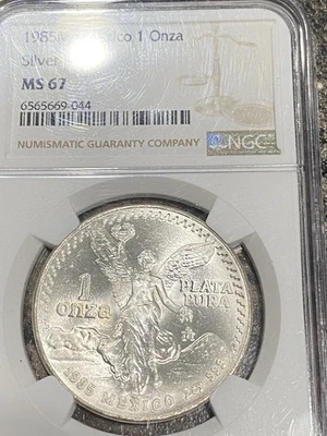 Stunning 1985 Mo Mexico 1 Onza (1 oz) .999 Silver Libertad Coin - MS67 NGC - Image 1 of 4