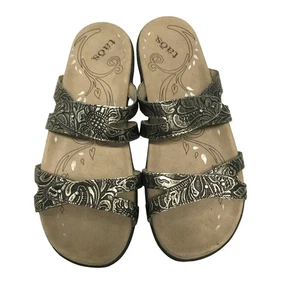 Taos Damen Pantoletten flach Sandalen bronze Leder Gr. 7/38 Klettverschluss verstellbar - Bild 1 von 8