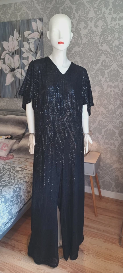 GEORGE Black Sequin Embellish Short Flare Sleeve Playsuit [28] - Image 1 of 1