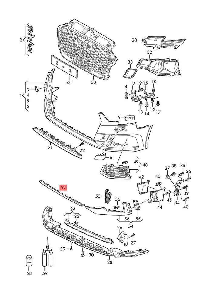 Original AUDI RS3 Sportback Lim. Borde de cubierta 8VF 8VM negro brillante 8V5807533BT94 Foto 1 de 1