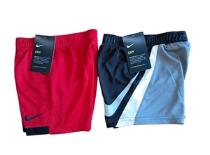 Nike Dri Fit Boys Shorts 2 Pairs Size 2T Smoke Grey- Gym Red NWT - Picture 1 of 6