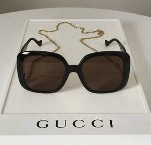 New Authentic GUCCI GG1029SA With Chain Women’s Sunglasses GG Logo - Picture 1 of 9