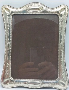 VINTAGE 925 STERLINGSILBER 5X7 FOTORAHMEN STAFFELEI BRAUN SAMTRÜCKEN - Bild 1 von 6