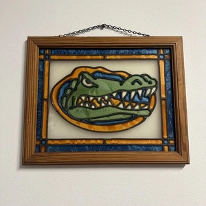 University of Florida Gators UF Stained Glass Art Frame Hanging 16x12 - Picture 1 of 8