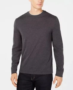 Club Room Men's Doubler Crewneck T-Shirt Charcoal Heather-Medium - Picture 1 of 4