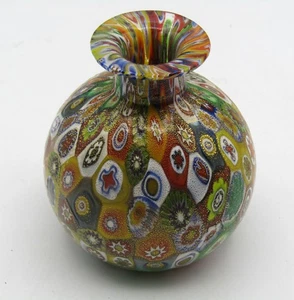 MURANO CAMPANELLA SNC ITALY SMALL MILLEFIORI STYLE VASE (ORIG. LABEL) 3" - Picture 1 of 4