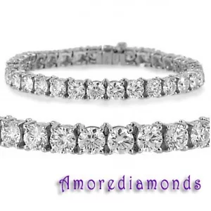 7 1/2 ct G VS2 redondo diamante natural clásico 4 puntas tenis pulsera oro blanco - Imagen 1 de 1