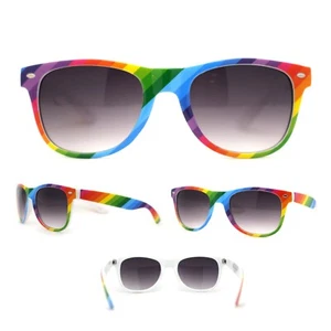 Gafas de sol Rainbow Print Hipster clásicas borde de cuerno blanco humo - Imagen 1 de 5