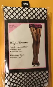Leg Avenue PLUS SIZE BLACK NET STOCKINGS NYLON/ SPANDEX New/Package Unfinished - Picture 1 of 4