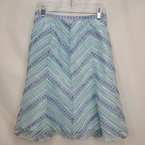 For Joseph Womens Skirt A line Size 12 Knee Length Turquoise Blue Floral Ribbon - Picture 1 of 8