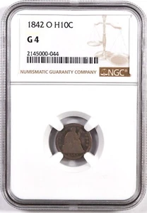 1842 O SEATED LIBERTY HALF DIME H10C NGC G 4 - Picture 1 of 2