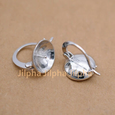 Sterling Silver Hinged Hoop Concave Cup Peg for Round Half Drilled Pearl A5331 - Image 1 of 4