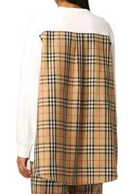 Sudadera con patrón de cuadros Burberry blanca Baileychkpnk Pullover de gran tamaño 2XS XXS Foto 1 de 4