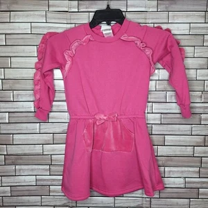 New Blueberi Girls Dress Size 7 Pink Long Sleeve Outfit Ruffles Top Pocket - Picture 1 of 10