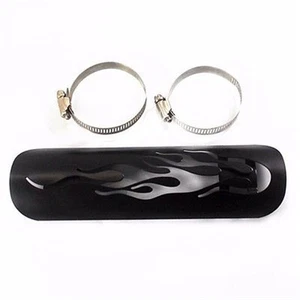 Black Flame Exhaust Muffler Pipe Heat Shield Cover Heel Guard Shadow Vintage VTX - Picture 1 of 3